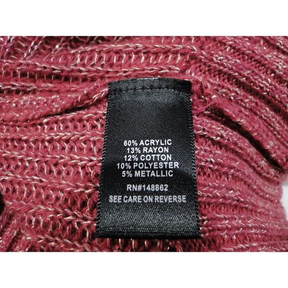 Torrid Sweater Women Size 2 Red Metallic Knit Turtle-Neck Cold Shoulder Pullover - Picture 6 of 6